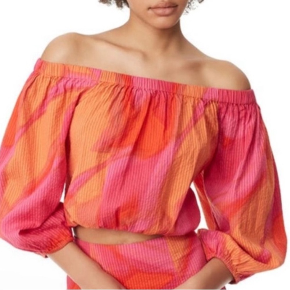 Circus NY by Sam Edelman Off  Shoulder Crop Top~Large~Pink/Orange NWOT